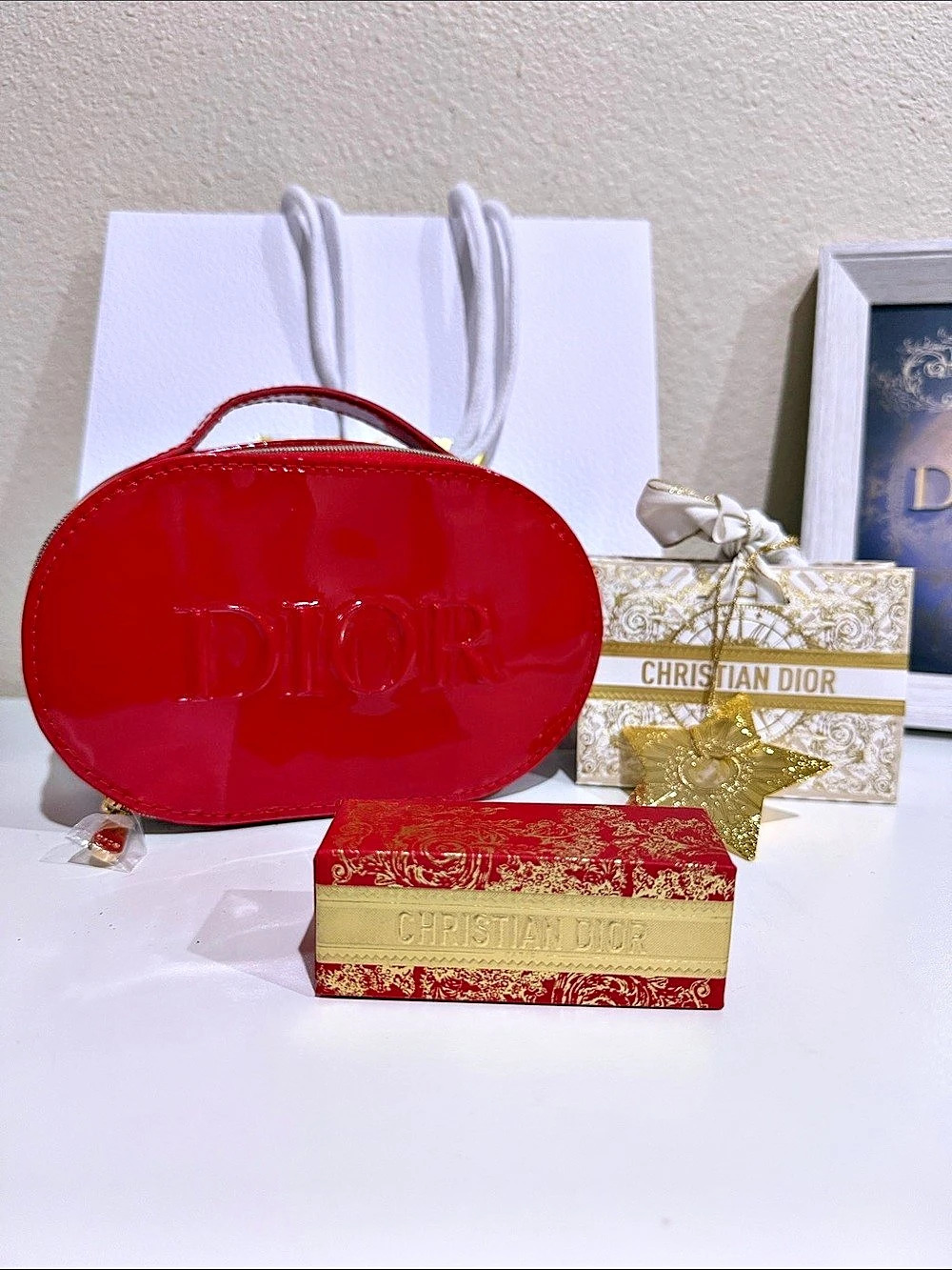 Dior Red Patent Vanity Case Makeup Bag